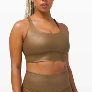 Lululemon Energy Bra Long Line Shine Matte Copper Foil